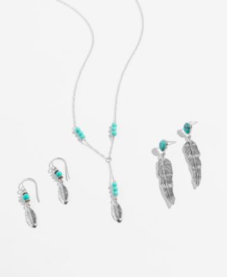 Giani Bernini Simulated Turqouise Feather Jewelry Collection in Sterling Silver 