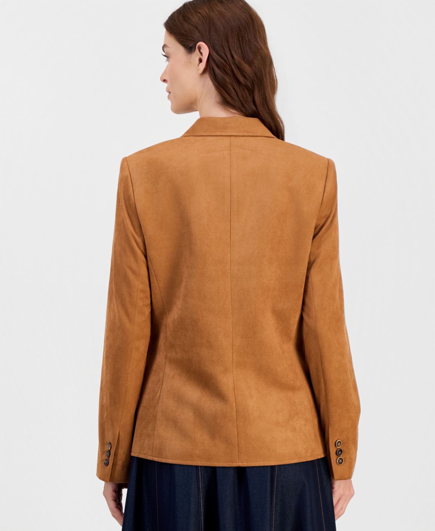 Женский пиджак Tahari ASL Faux-Suede Single-Button Blazer, цвет: Светло-коричневый — фото 3
