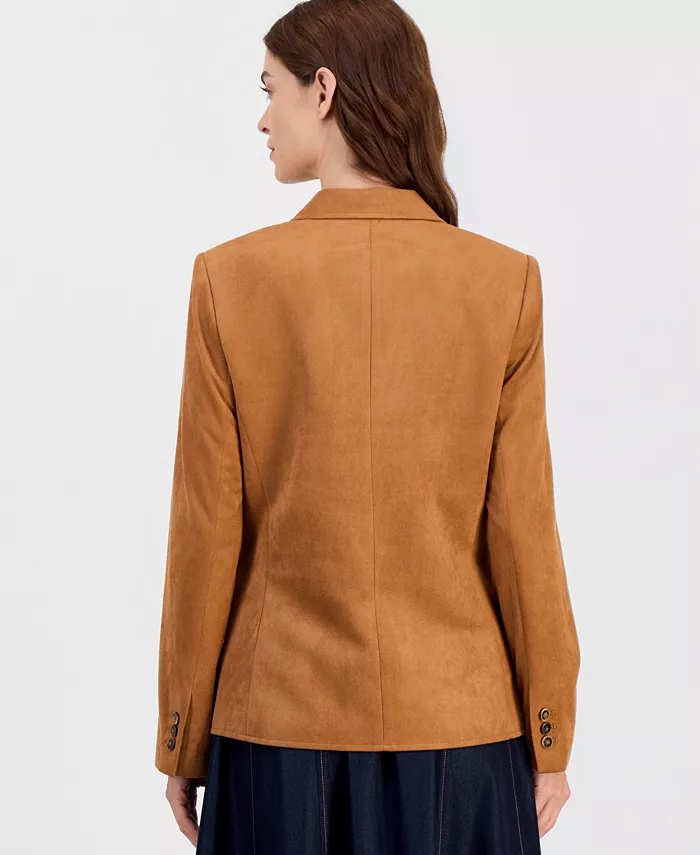 Women's Faux-Suede Single-Button Blazer - thumbnail 3