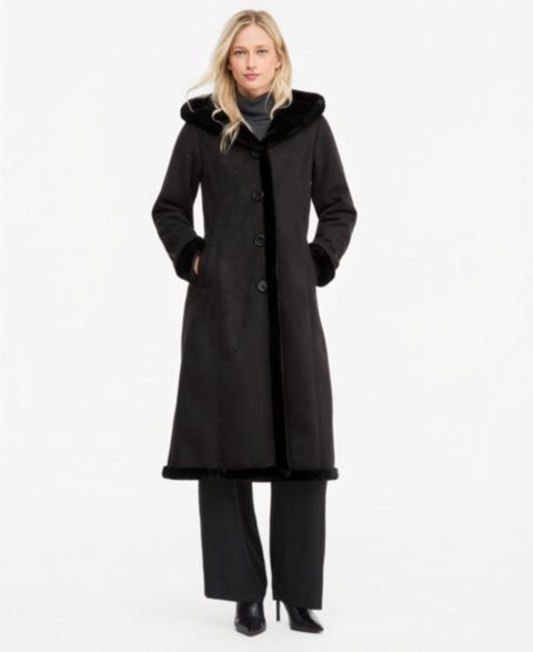 Женское пальто Jones New York Maxi Faux Shearling, цвет: Чёрный