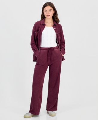 Petite French Terry Wide-Leg Pants