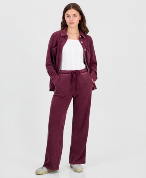 Женские брюки And Now This Petite French Terry Wide-Leg, цвет: Зимний винный
