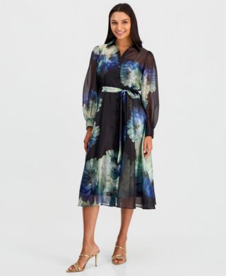 Women's Romy Floral-Print Midi Long-Sleeve Dress