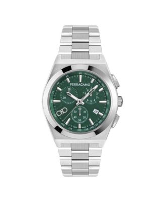Men's Vega Upper East Chrono Silver Stainless Steel Bracelet Watch 42mm