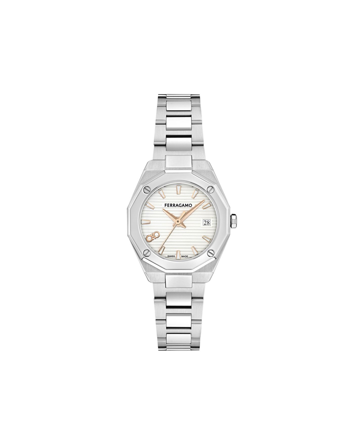 Женские часы Ferragamo Edge Silver Stainless Steel Bracelet Watch 28mm — фото 1