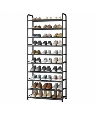 10-Tier Shoe Rack Sturdy Mesh Shelves Large Capacity Adjustable Feet