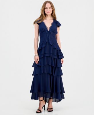 Women's Sai V-Neck Short-Sleeve Tiered Midi Dress