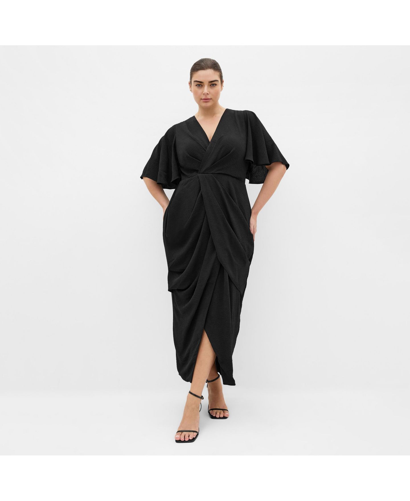 Женское платье CITY CHIC Braelynn Drape Maxi, цвет: Чёрный — фото 1