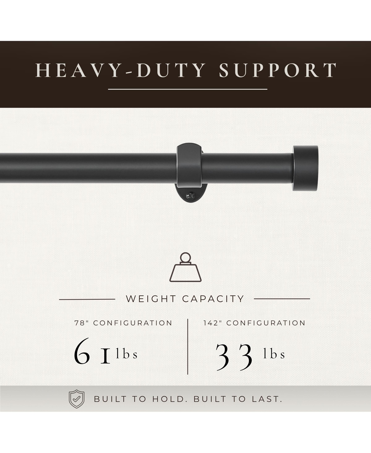 Threadmade Home Serena 1-Inch Adjustable Decorative Single Curtain Rod with End Cap Finials