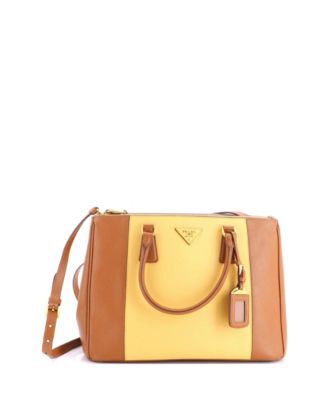 Medium Bicolor Double Zip Lux Tote Saffiano Leather