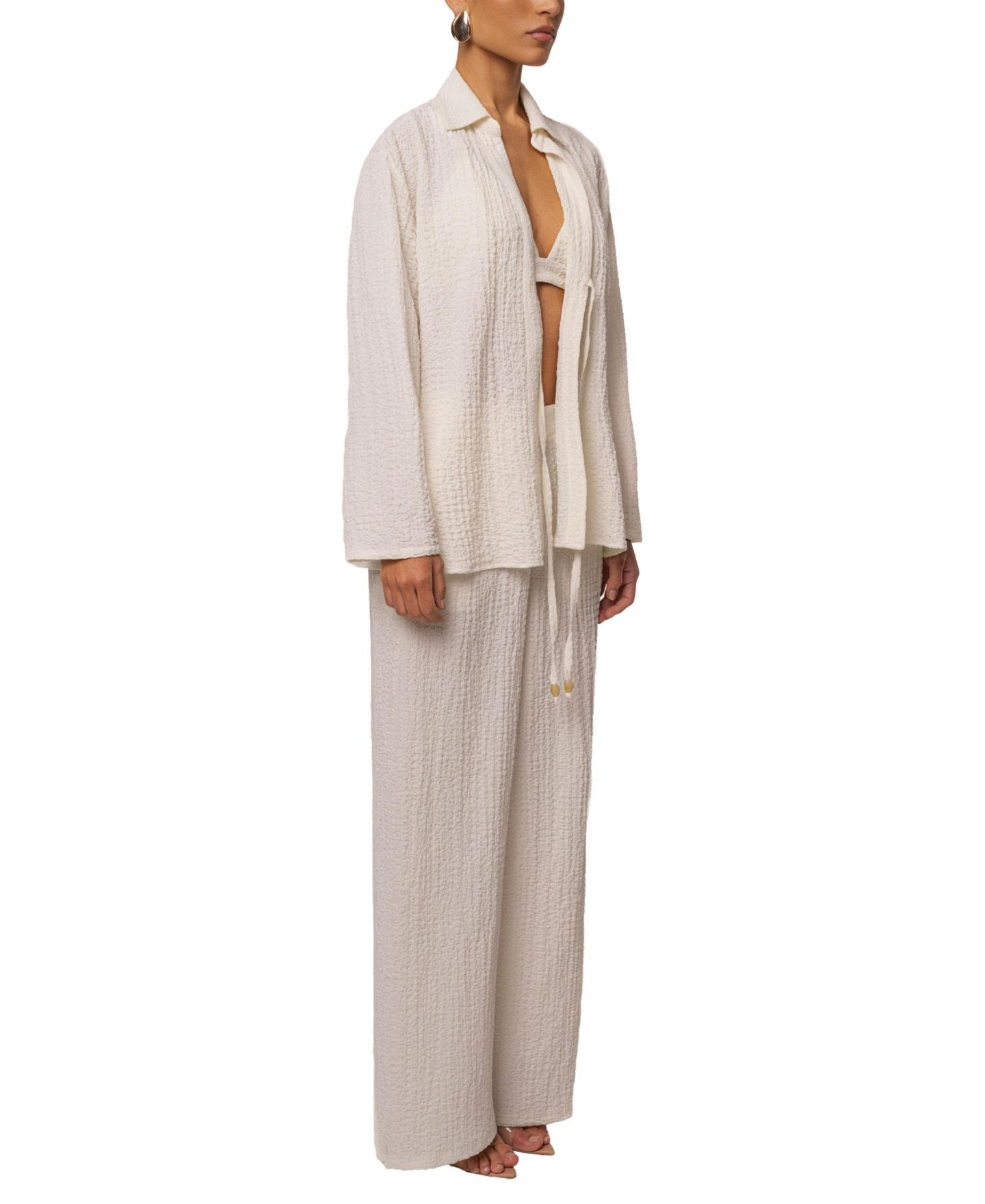 Женская блузка JLUXLABEL Unwind Tie-Front, цвет: Слоновая кость — фото 5