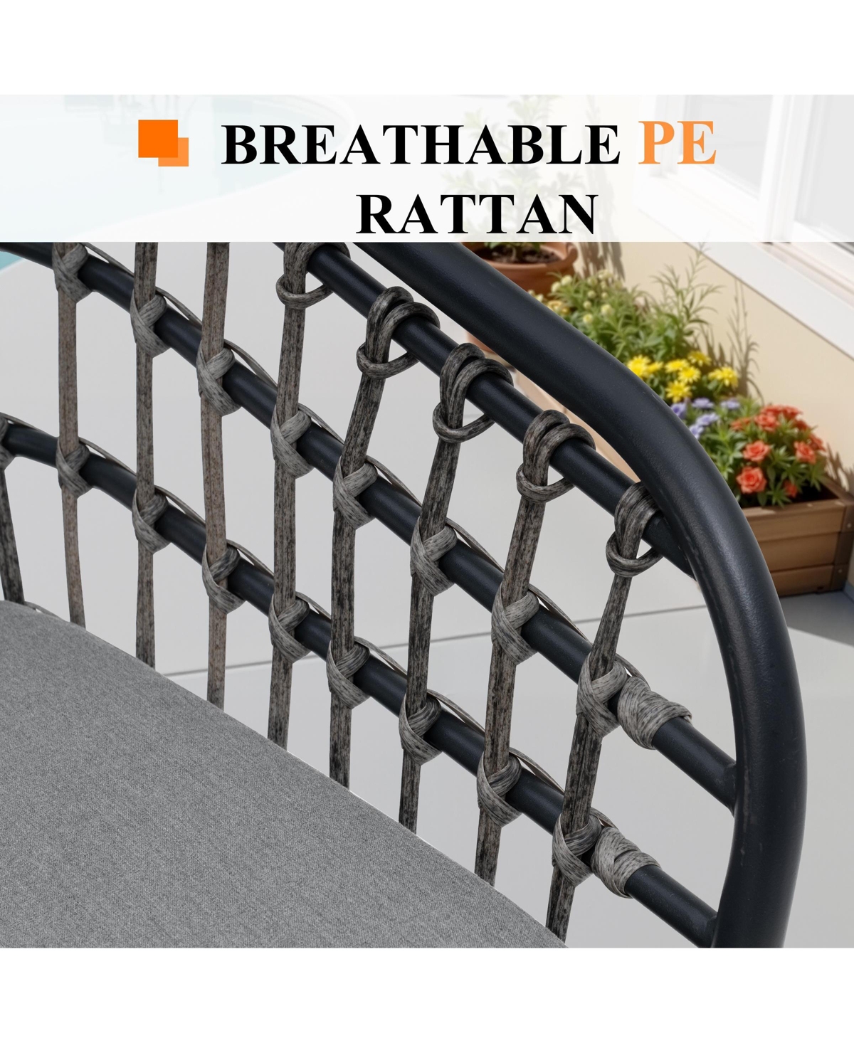 Pellebant Outdoor Patio Wicker Dining Chairs Pe Rattan Seating Set with Cushion