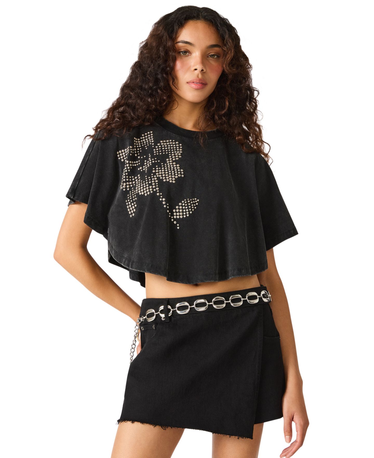 Женский ремень Steve Madden Puffed Oval Chain Belt, цвет: Серебряный — фото 3