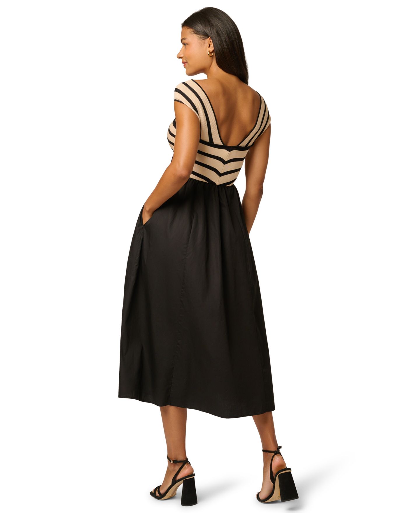 Женское платье Adrianna Halter-Neck Stretch Midi, цвет: Чёрный / Экрю — фото 5