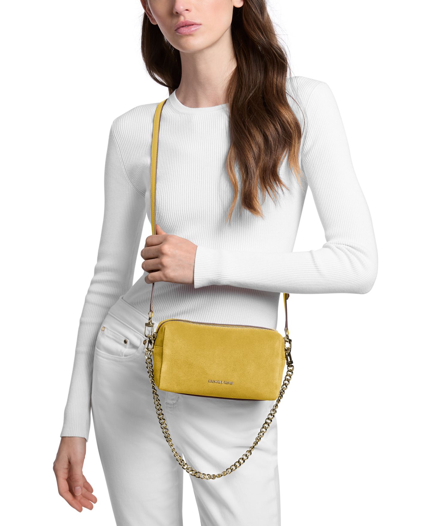 Женская сумка Michael Kors Bryant Small Soft Crossbody with Chain Handbag, цвет: Шартрез — фото 2