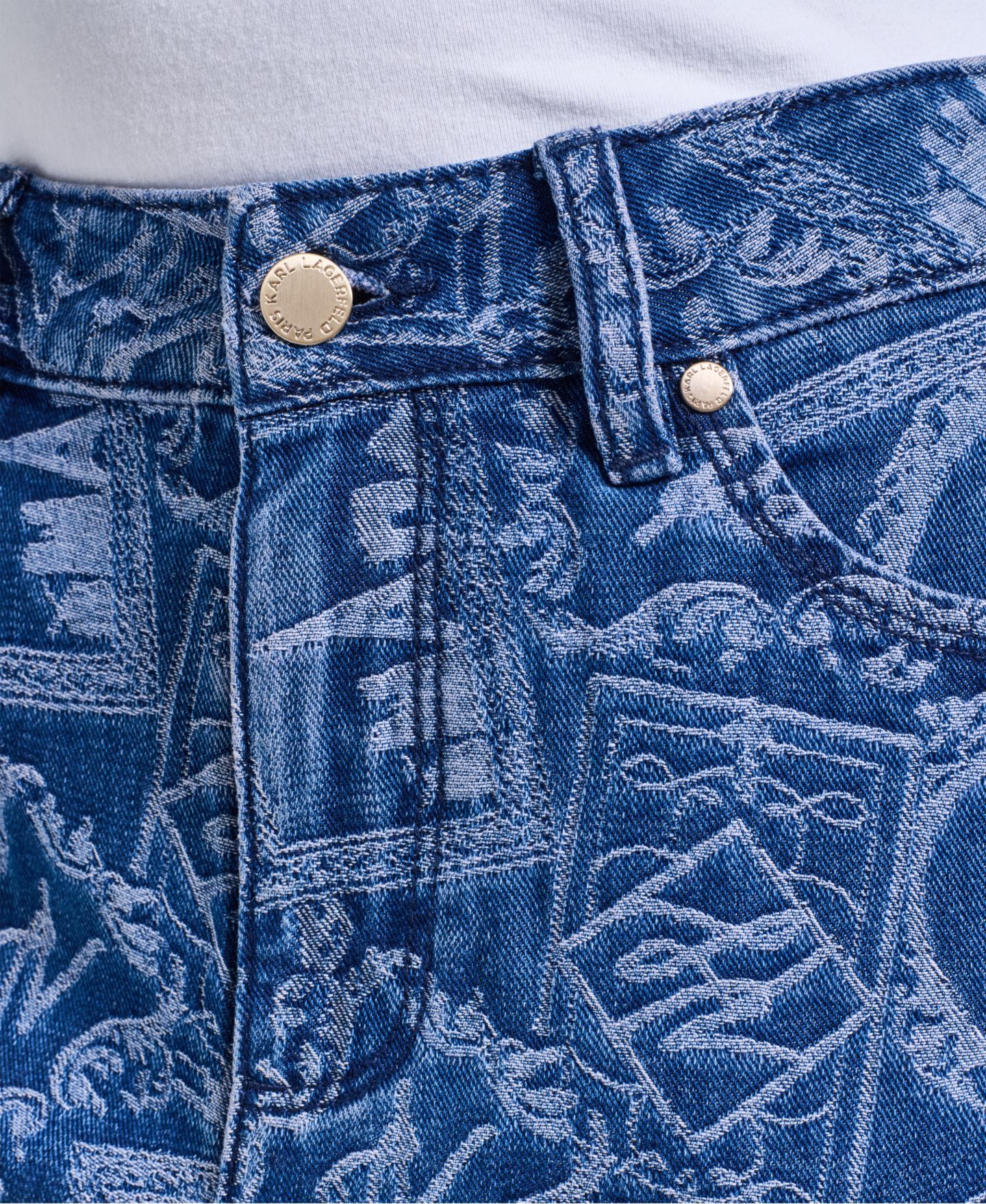 Женские брюки KARL LAGERFELD PARIS Printed Denim Pants, цвет: Средний индиго — фото 4