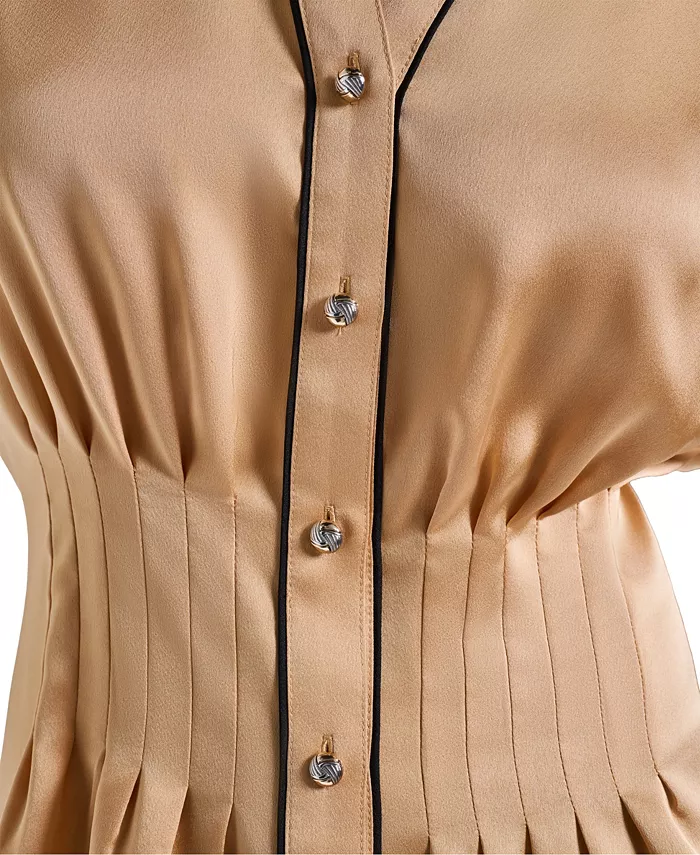 Women's Short-Sleeve Button-Front Blouse - thumbnail 4