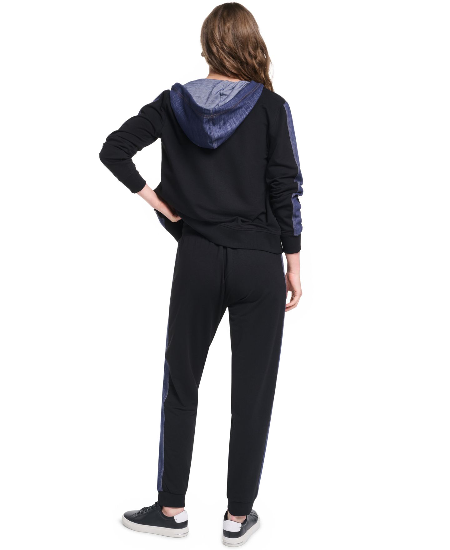 Женские брюки KARL LAGERFELD PARIS Denim Contrast Jogger Pull-On Ankle, цвет: Чёрный — фото 5