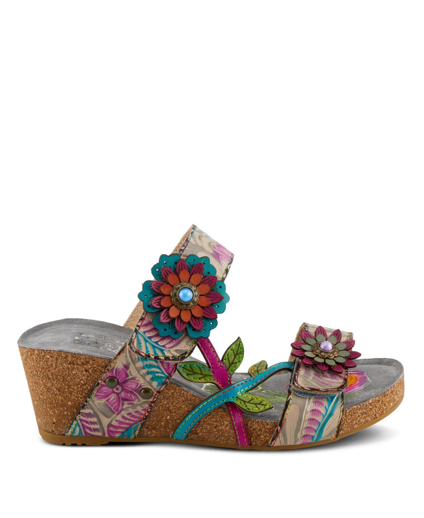 Женские сандалии L'Artiste Spring Step Moai Slide with Leather Upper, цвет: Серый разноцветный — фото 5