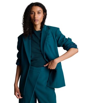 Women's Slim-Sleeve Zippers One-Button Blazer