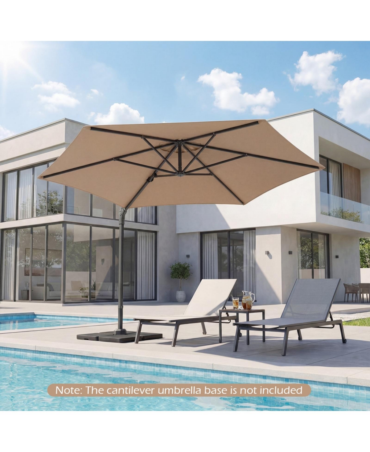 Sugift Offset Cantilever Patio Umbrella with 360 Rotation and Air Vent