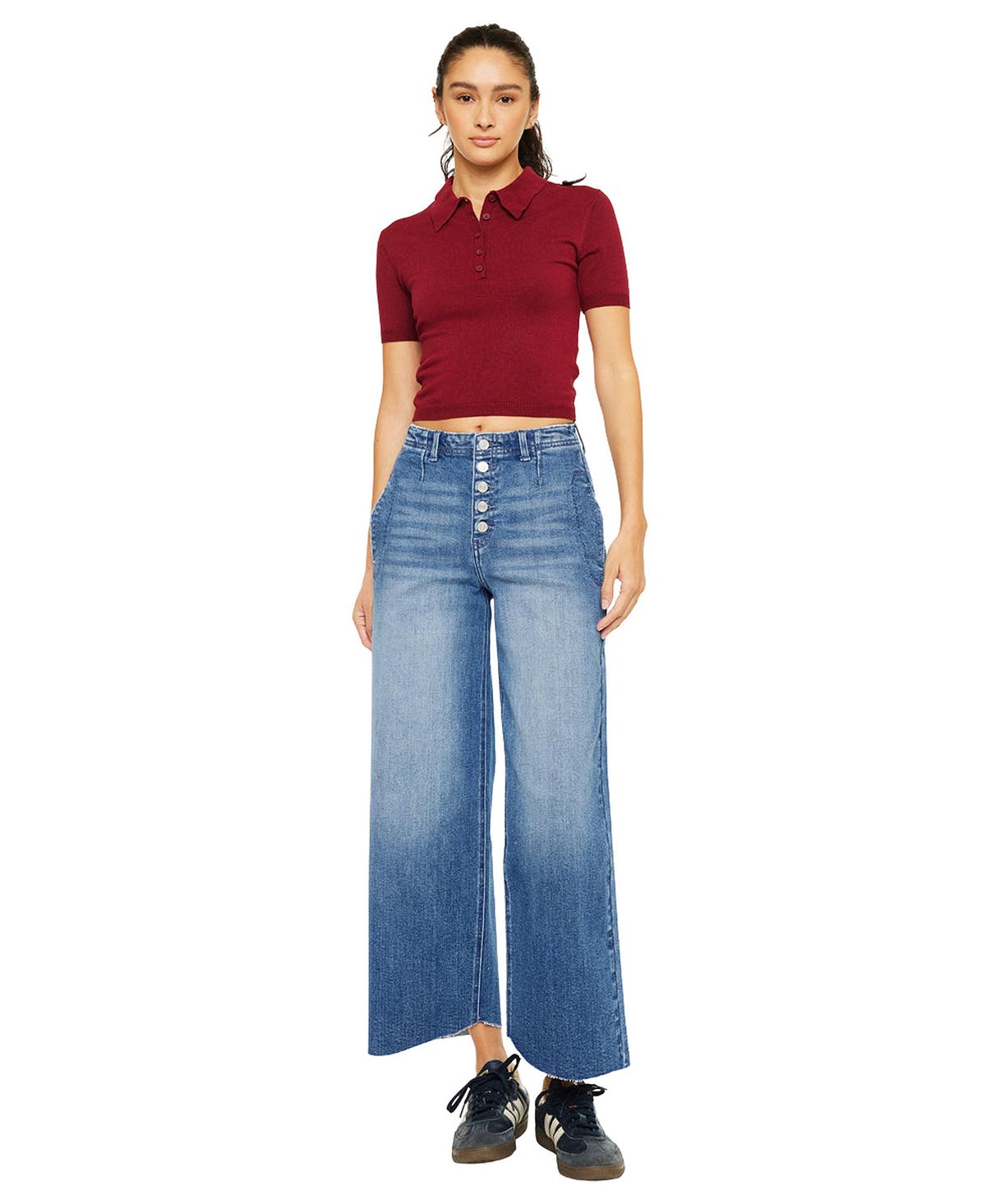 KanCan Women's Aliana High Rise Crop Wide-Leg Jeans view 5 — MAYCSS fashion products