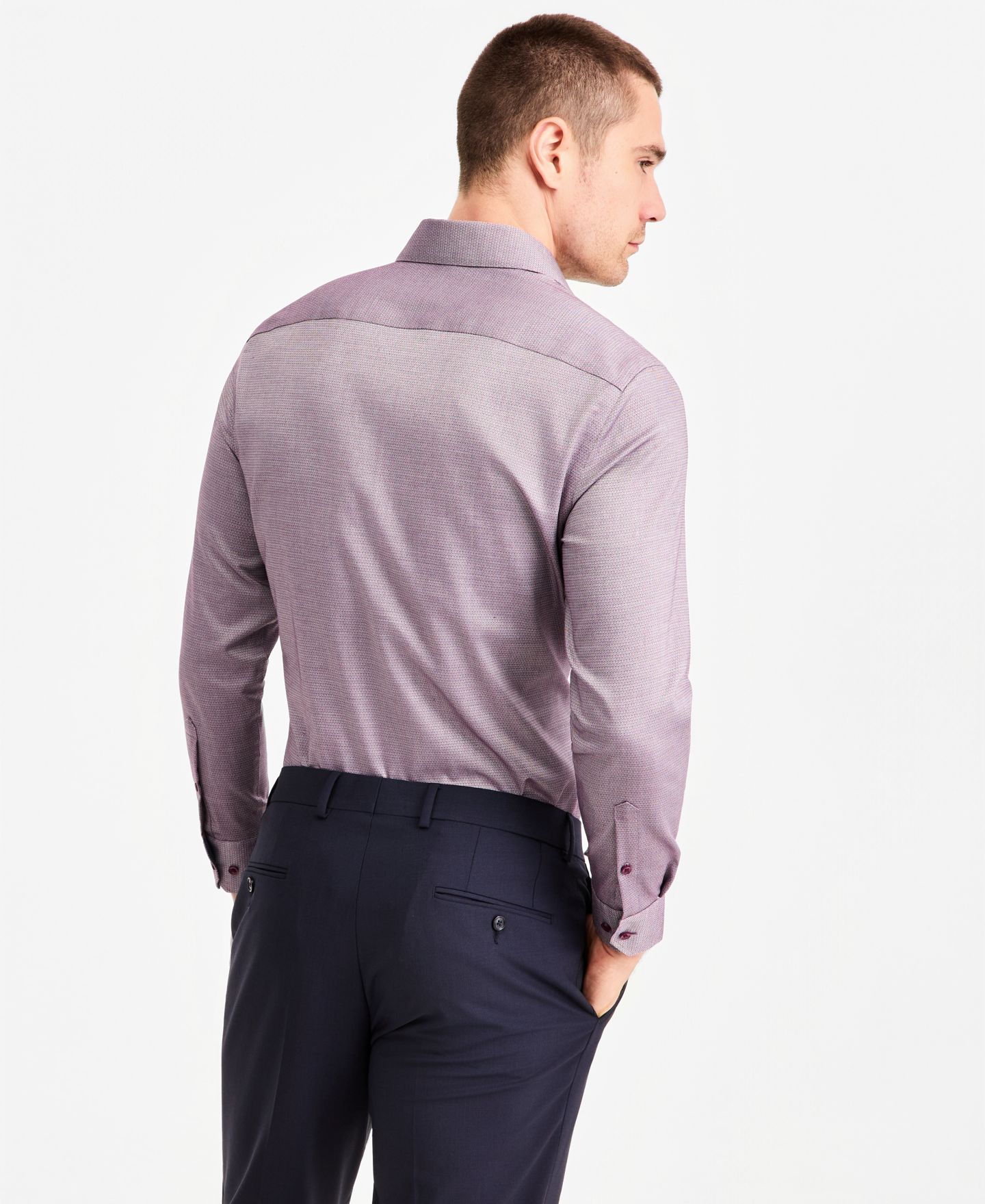 Мужская рубашка Ted Baker Premium Non Iron Print Dress Shirt, цвет: Винный разноцветный — фото 6