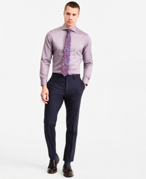 Мужская рубашка Ted Baker Slim-Fit Non-Iron Dress Shirt & Floral Classic Silk Tie, цвет: Розовый