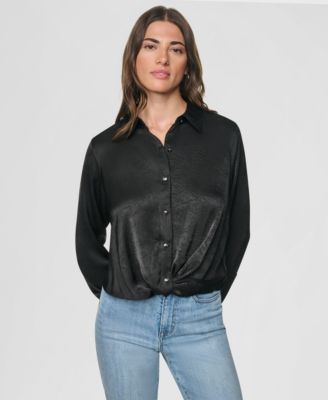 Women's Long-Sleeve Twist-Front Blouse
