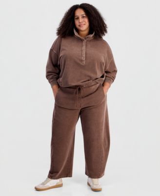 Plus Size Fleece High-Rise Drawstring Pants