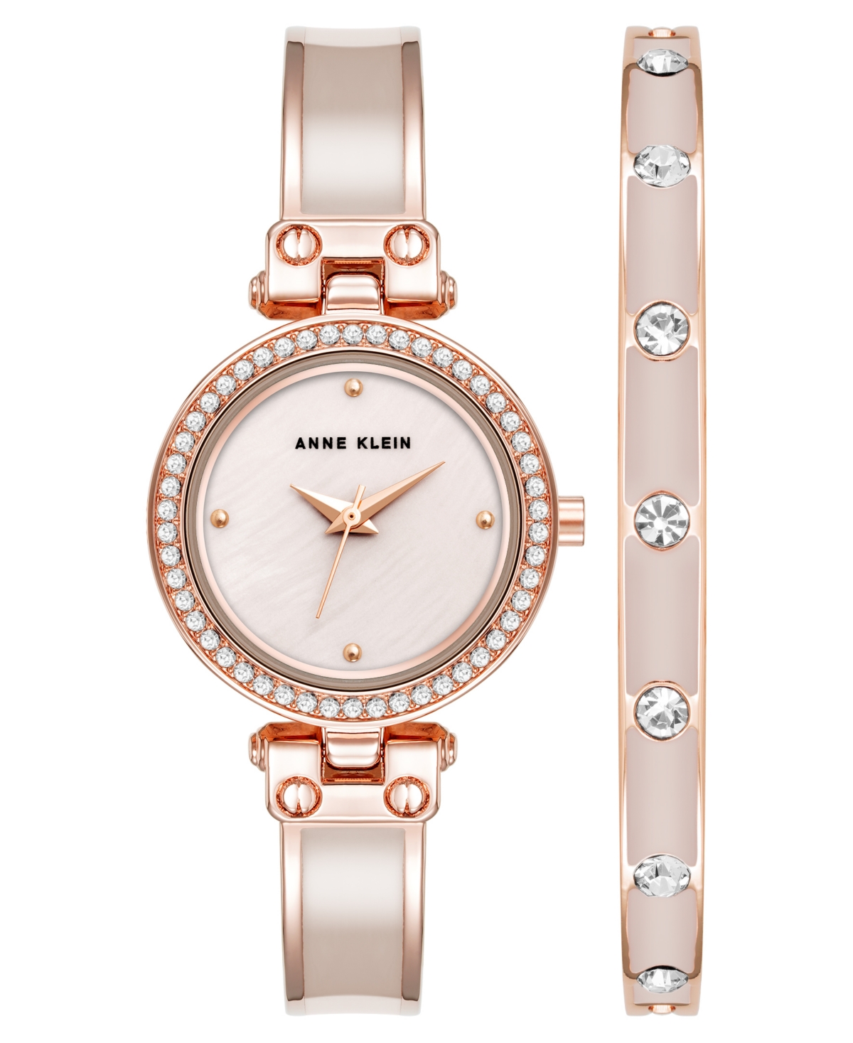 Anne Klein Women's Quartz Pink Round Bracelet Watch 28.1mm x 33.8mm - Pink