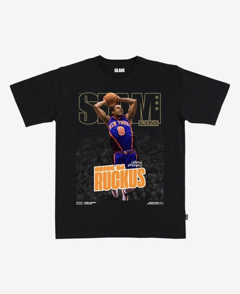 Футболка Slam Latrell Sprewell Black New York Knicks Hardwood Classics Cover