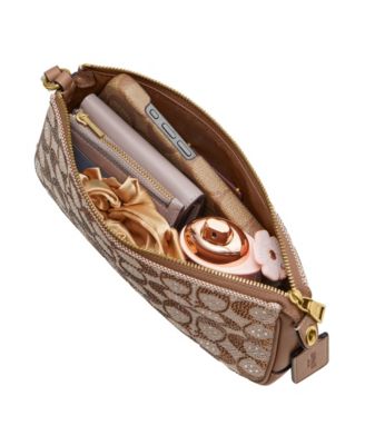 Plaza Small Crystal Signature Jacquard Shoulder Handbag thumbnail 5