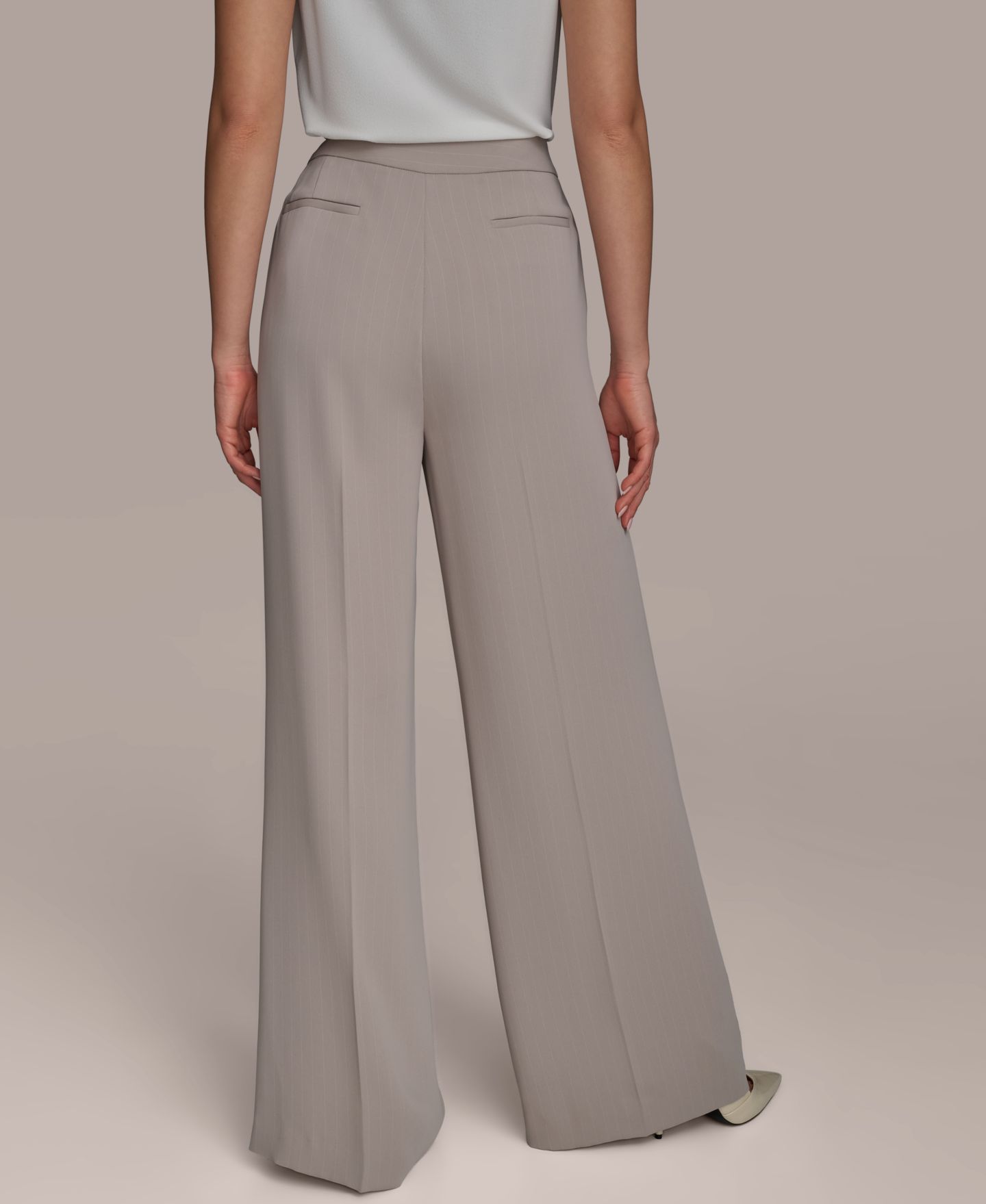 Женские брюки Donna Karan New York Petite Pinstripe Wide-Leg, цвет: Кремовый полосатый — фото 5