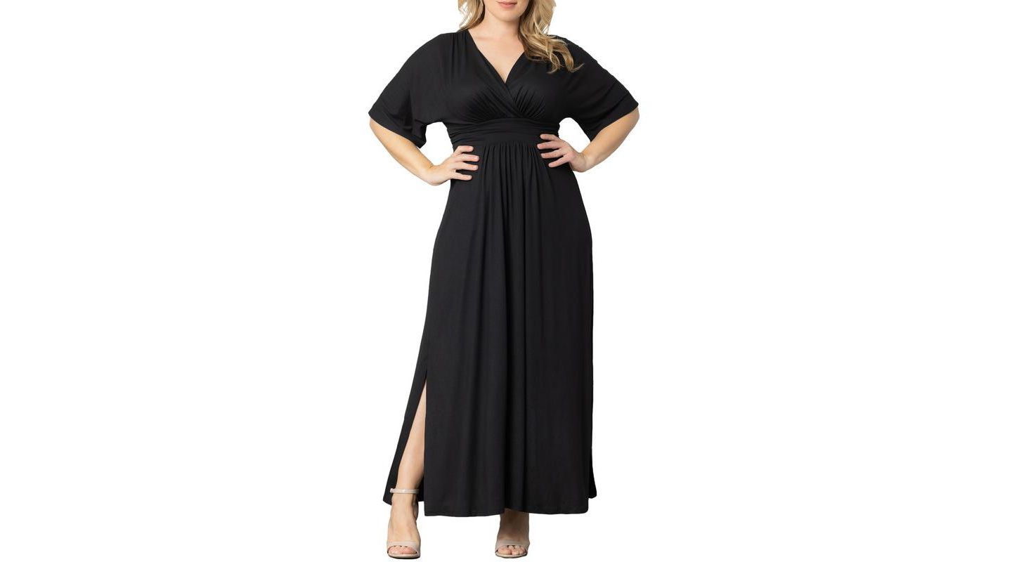 Женское платье Kiyonna Plus Size Vienna Kimono Sleeve Long Maxi, цвет: Чёрный — фото 1