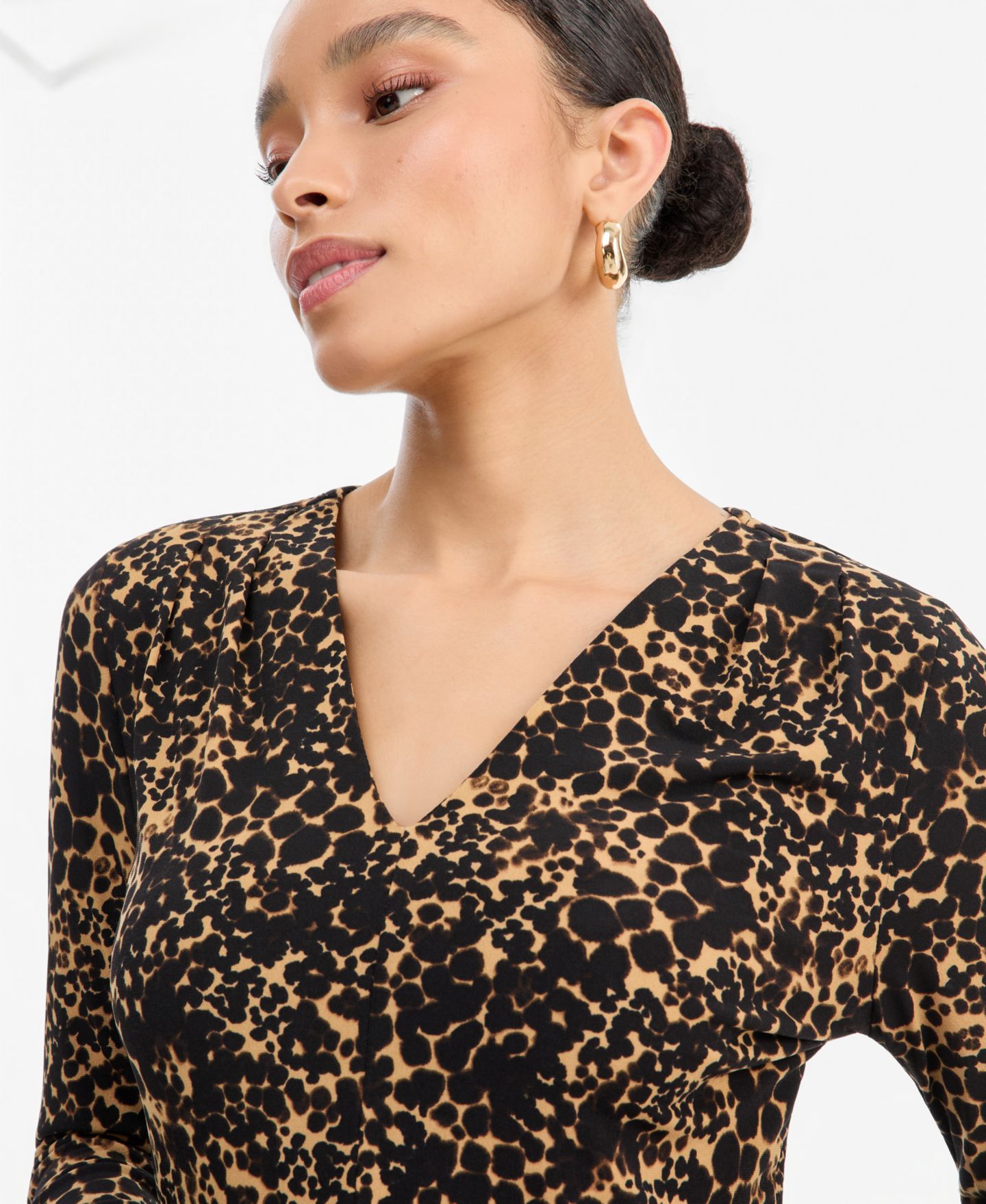 Женская блузка I.N.C. International Concepts Long-Sleeve V-Neck Print Blouse, цвет: Коричневый — фото 3