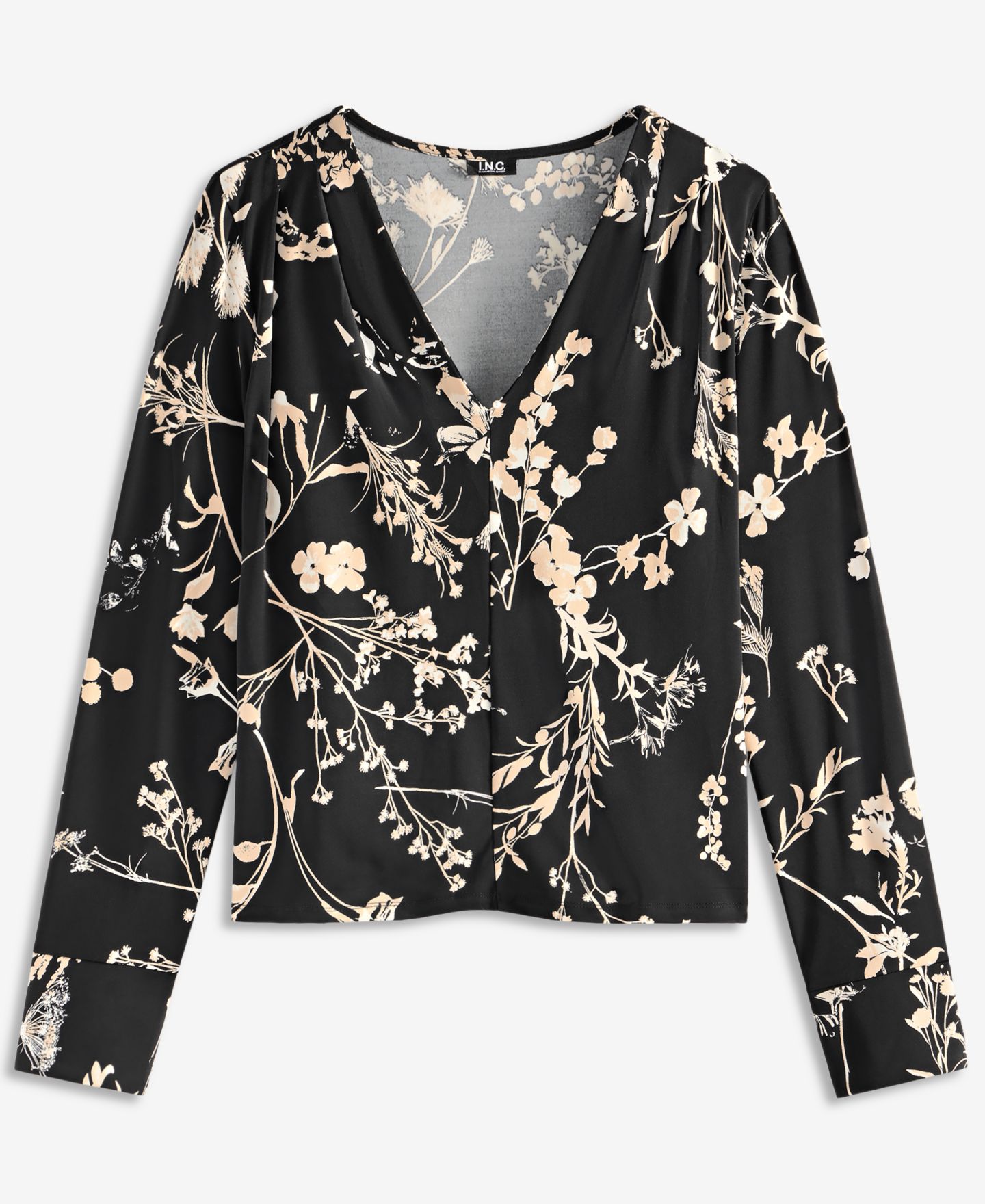 Женская блузка I.N.C. International Concepts Floral Long-Sleeve Blouse, цвет: Чёрный — фото 3