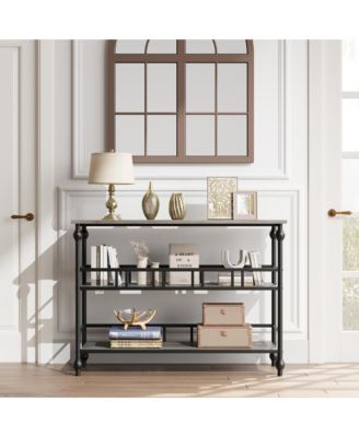 Rustic 3-Tier Console Table Sofa Table with Storage Shelves, Modern Accent Entryway Hallway Furniture for Living Room Behind Couch