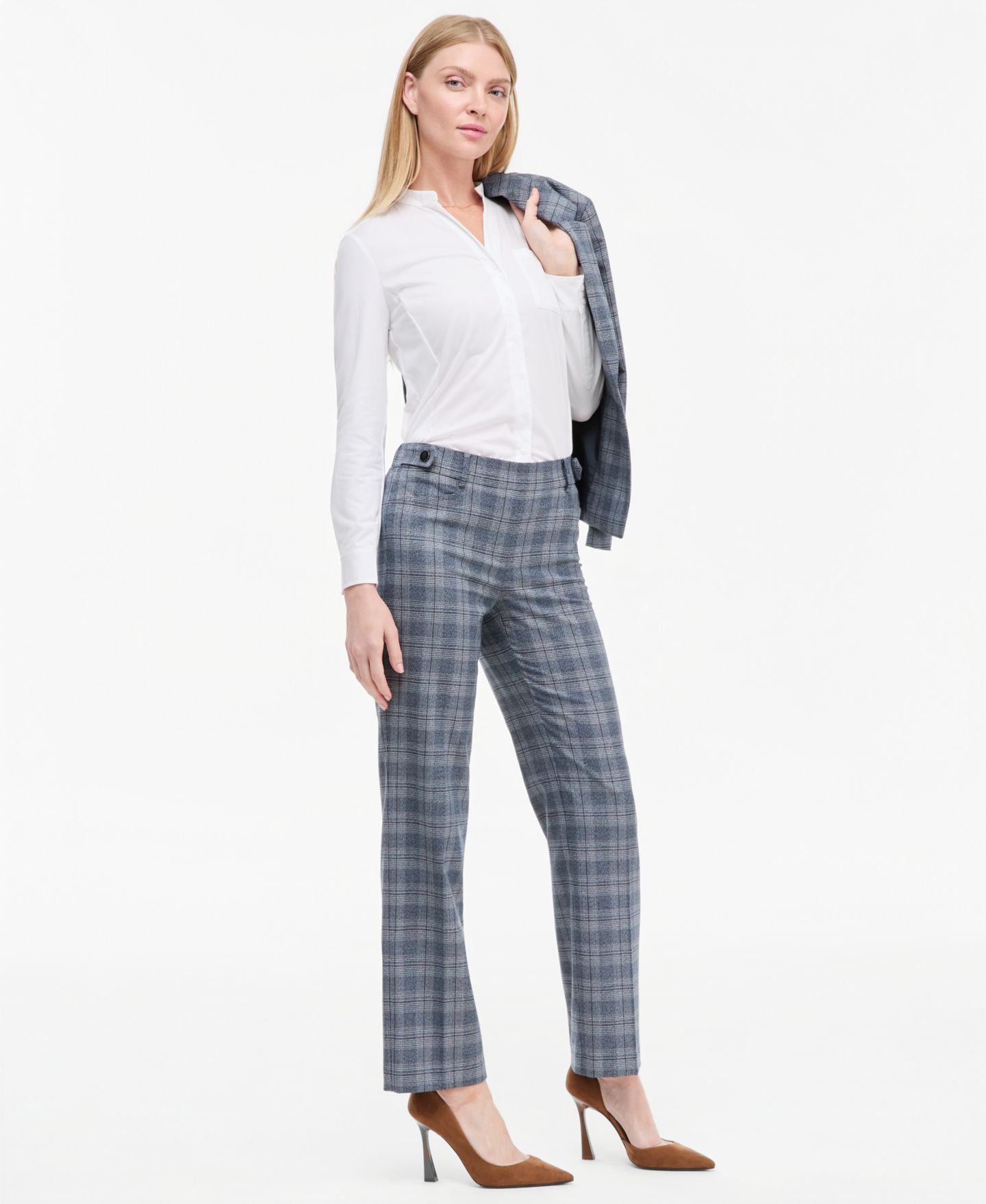 Женские брюки Jones New York Button-Tab Pull-On Trousers, цвет: Тёмно-синий разноцветный — фото 2