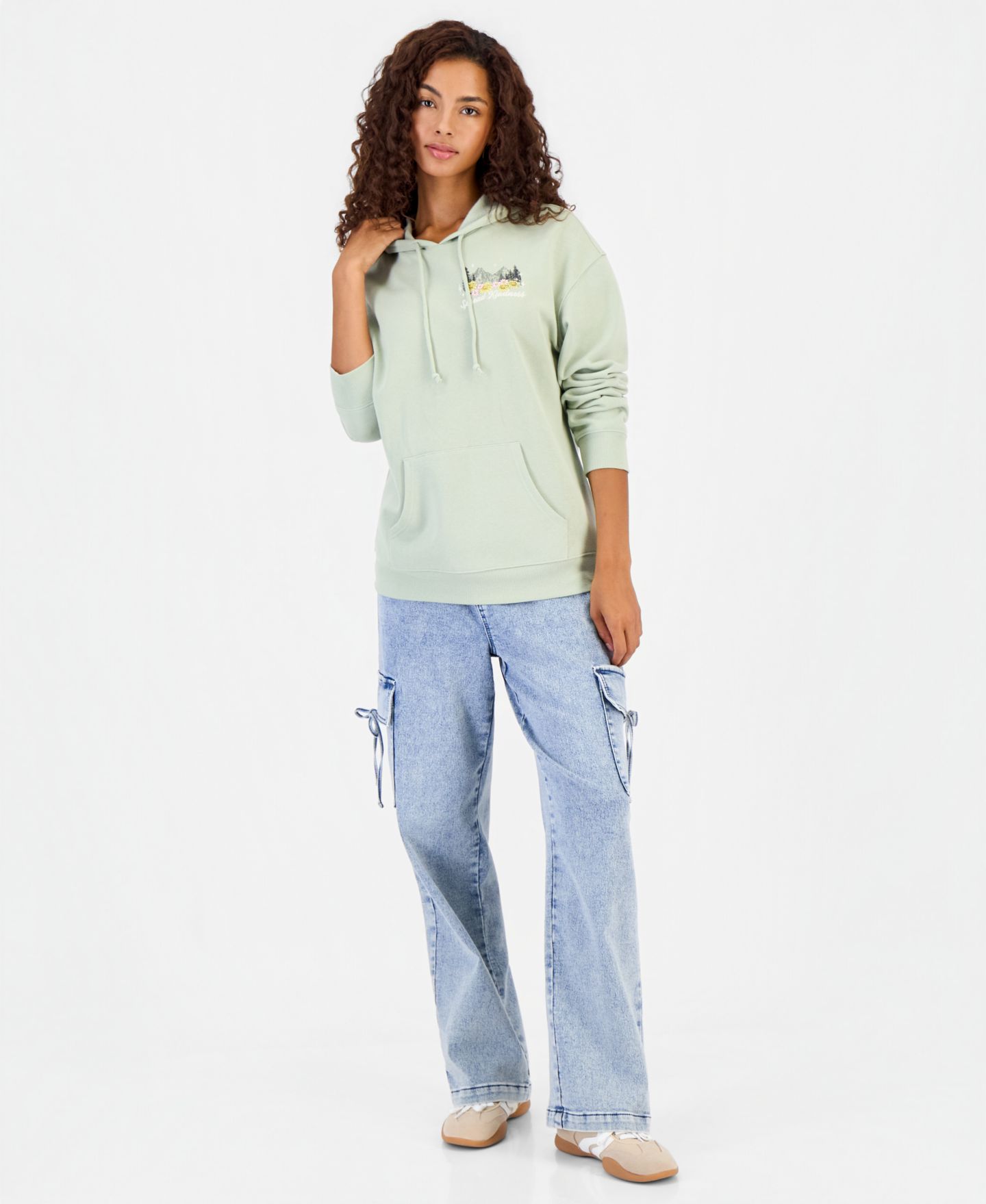 Женское худи Rebellious One Juniors' Spread Kindness Long-Sleeve Fleece, цвет: Пустынный шалфейный — фото 2