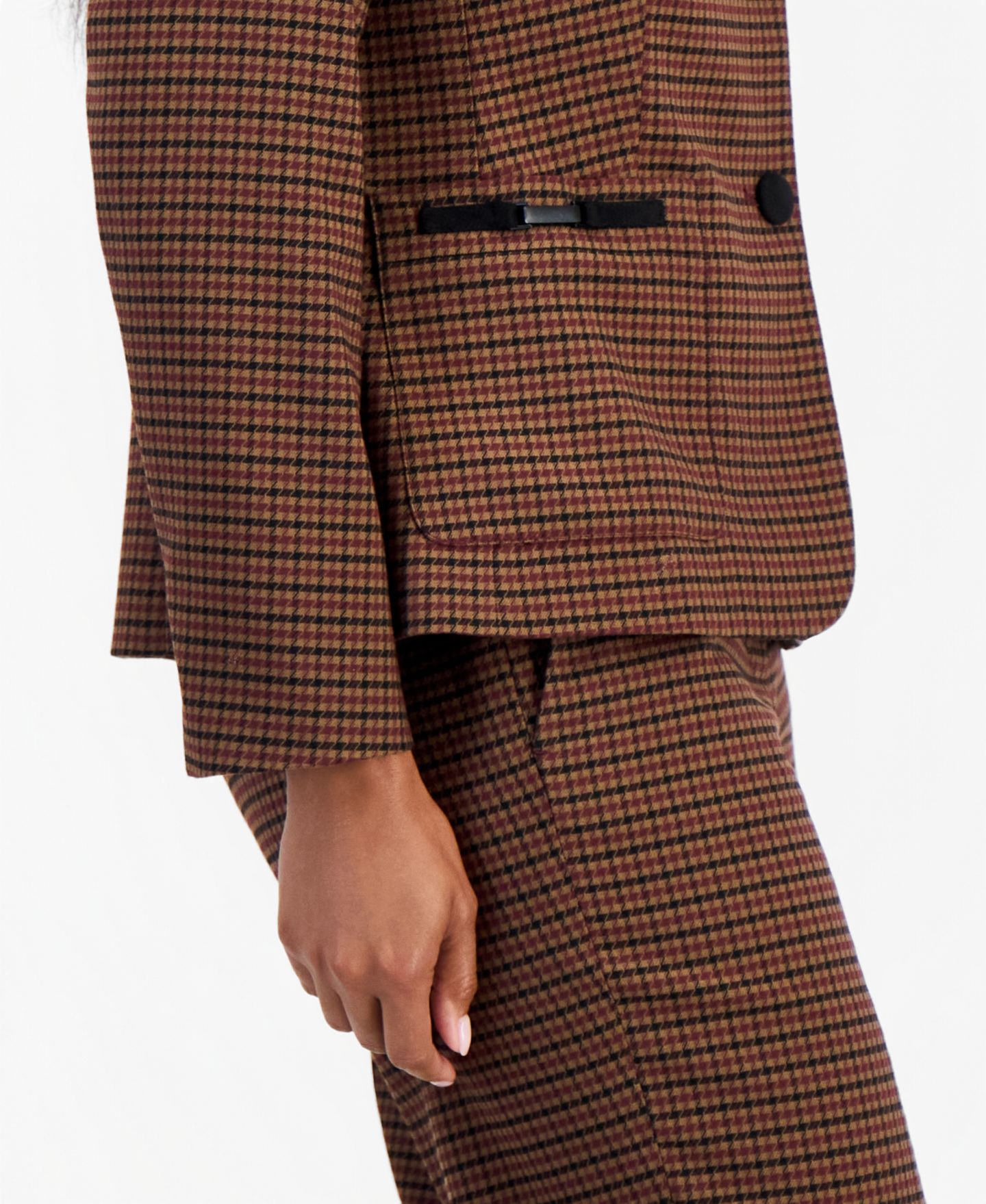 Женский пиджак Kasper Plaid Notch-Collar Patch-Pocket Blazer, цвет: Коричный разноцветный — фото 2