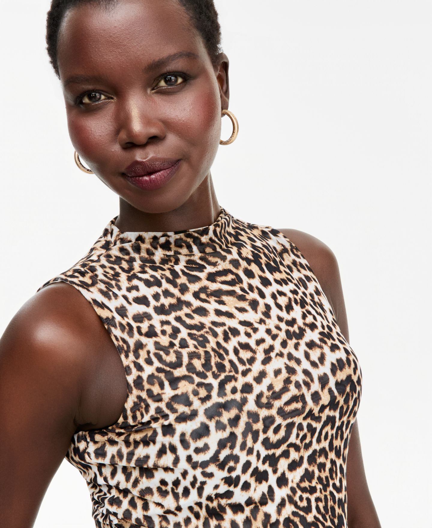 Женский топ I.N.C. International Concepts Mock-Neck Printed Mesh Sleeveless Top, цвет: Hani Cheetah Mb — фото 3
