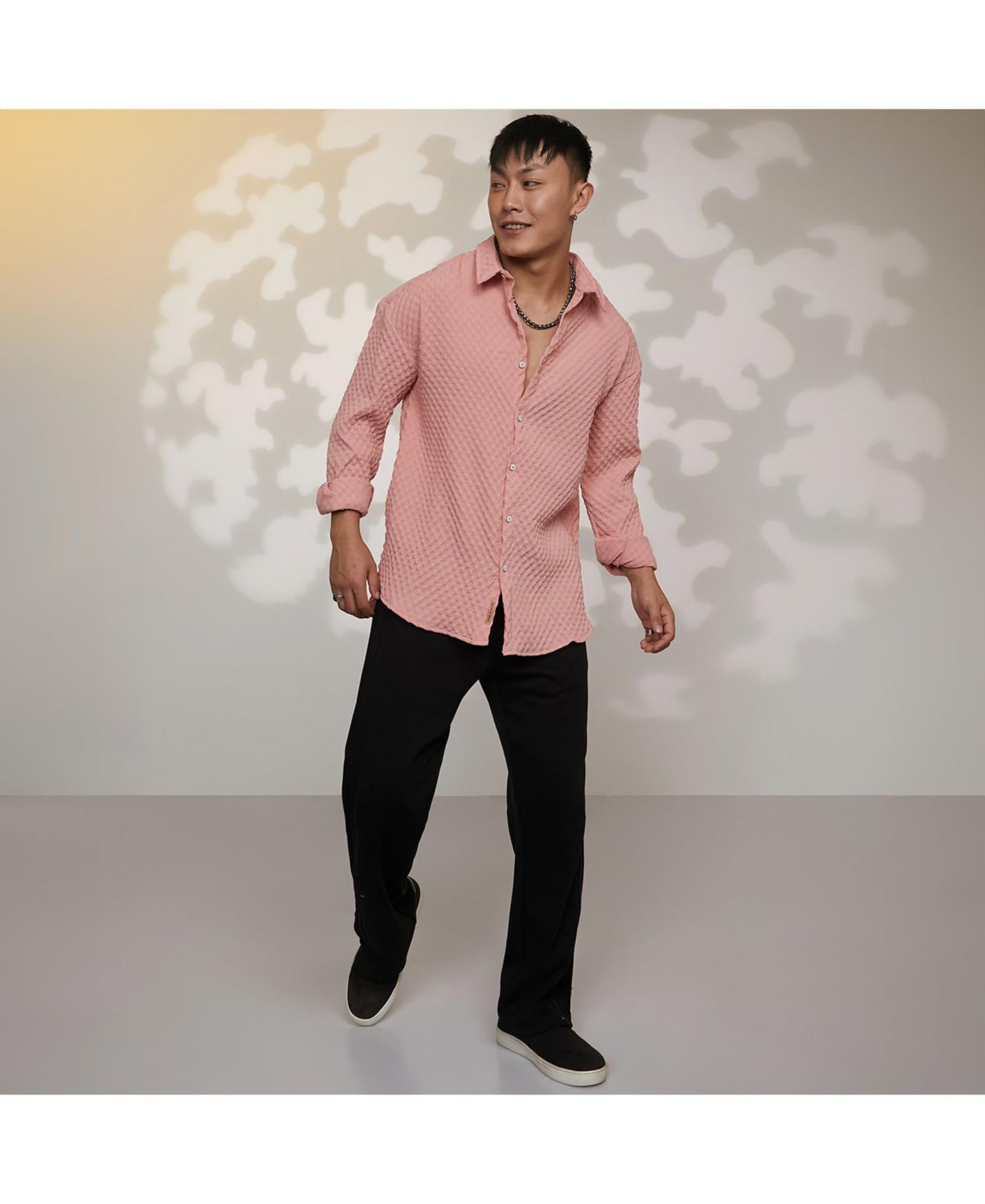 Мужская рубашка Cahoot Campus Sutra Brushed Buffalo Check, цвет: Розовый — фото 3