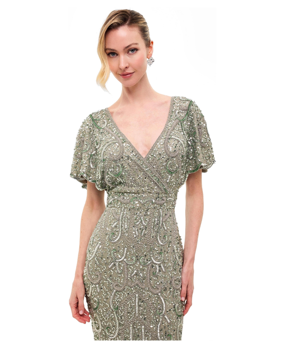 Beauut Women's Embellished Sequins Fitted Maxi Gown