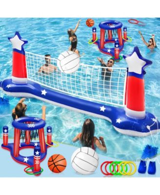 Pool Games Set Volleyball Basketball Ring Toss Inflatable Water Sports