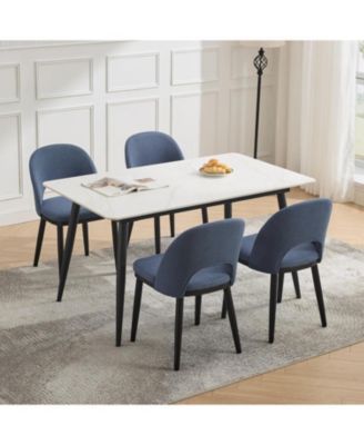Upholstered Dining Chairs Set of 4, Modern Fabric Dining Room Chairs with High Back and Deep Seat, Wooden Legs Kitchen Chairs for Dining Room