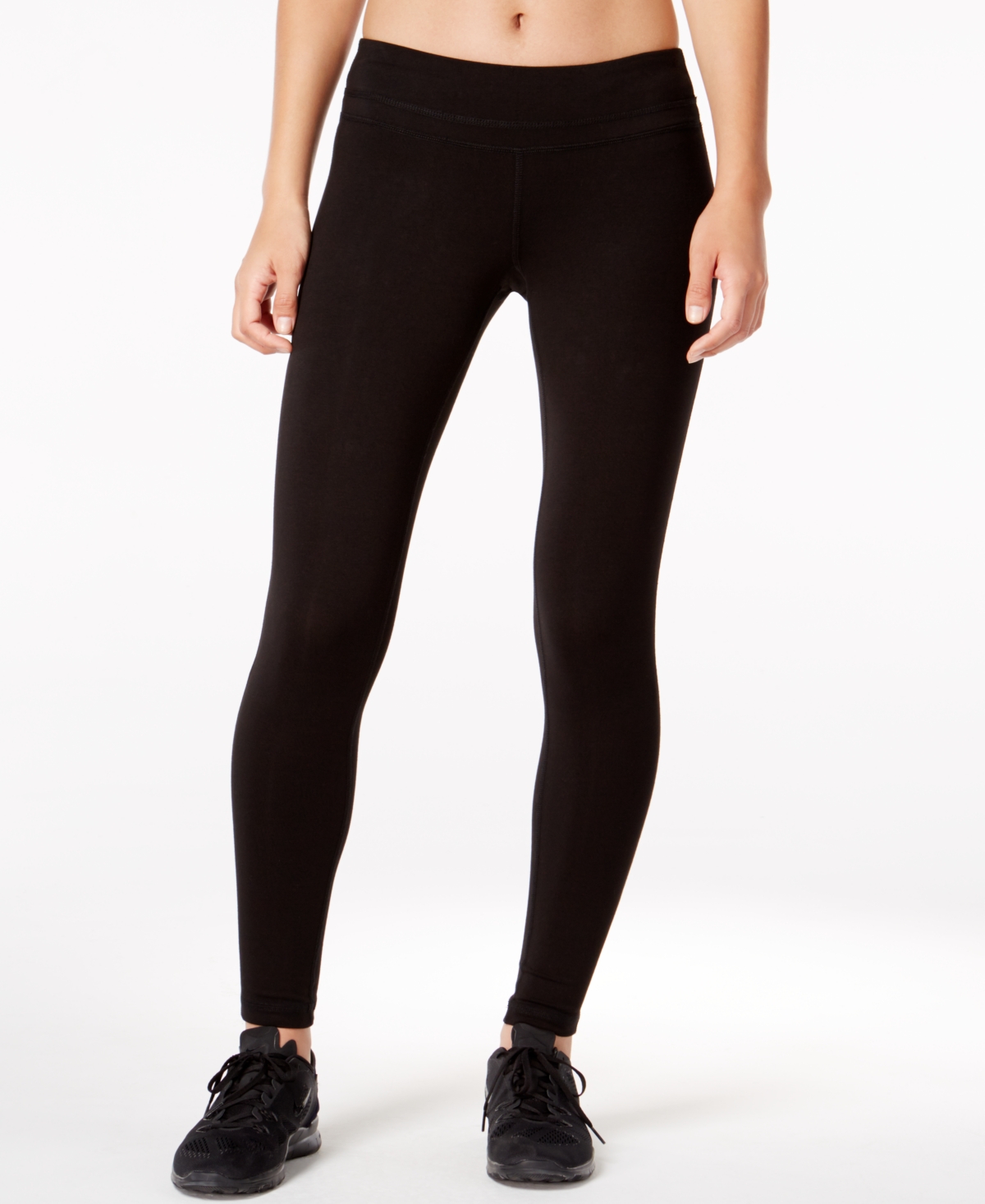 Women's Essentials Stretch Active Full Length Cotton Leggings, Created for Macy's - Black