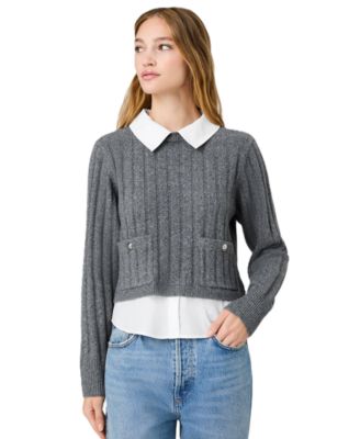 Women's Collared Keyhole Long-Sleeve Top