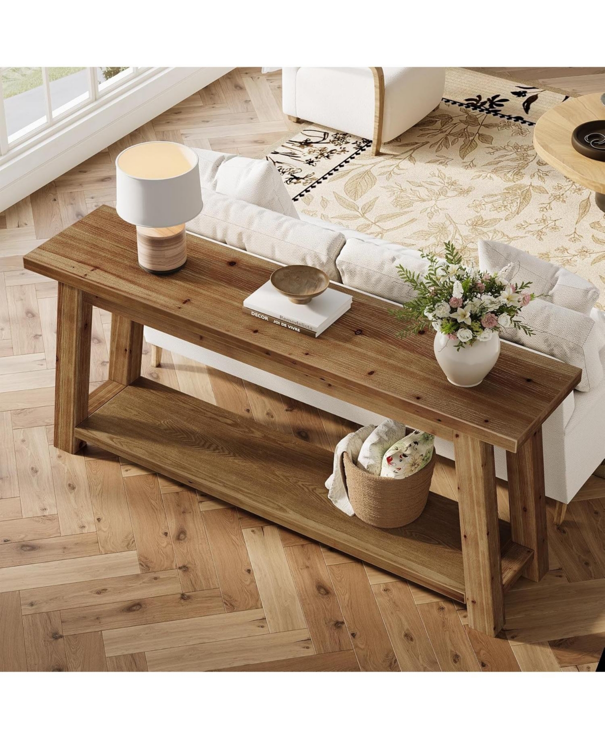 Tribesigns Wooden Tv Stand: For 65/70/75/80'' Tvs. Entertainment center with open storage shelves. Farmhouse TV console for living room,bedroom.