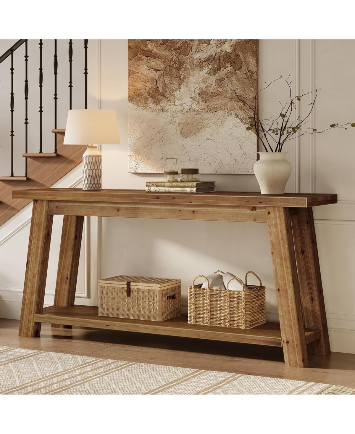 Tribesigns Wooden Tv Stand: For 65/70/75/80'' Tvs. Entertainment center with open storage shelves. Farmhouse TV console for living room,bedroom.